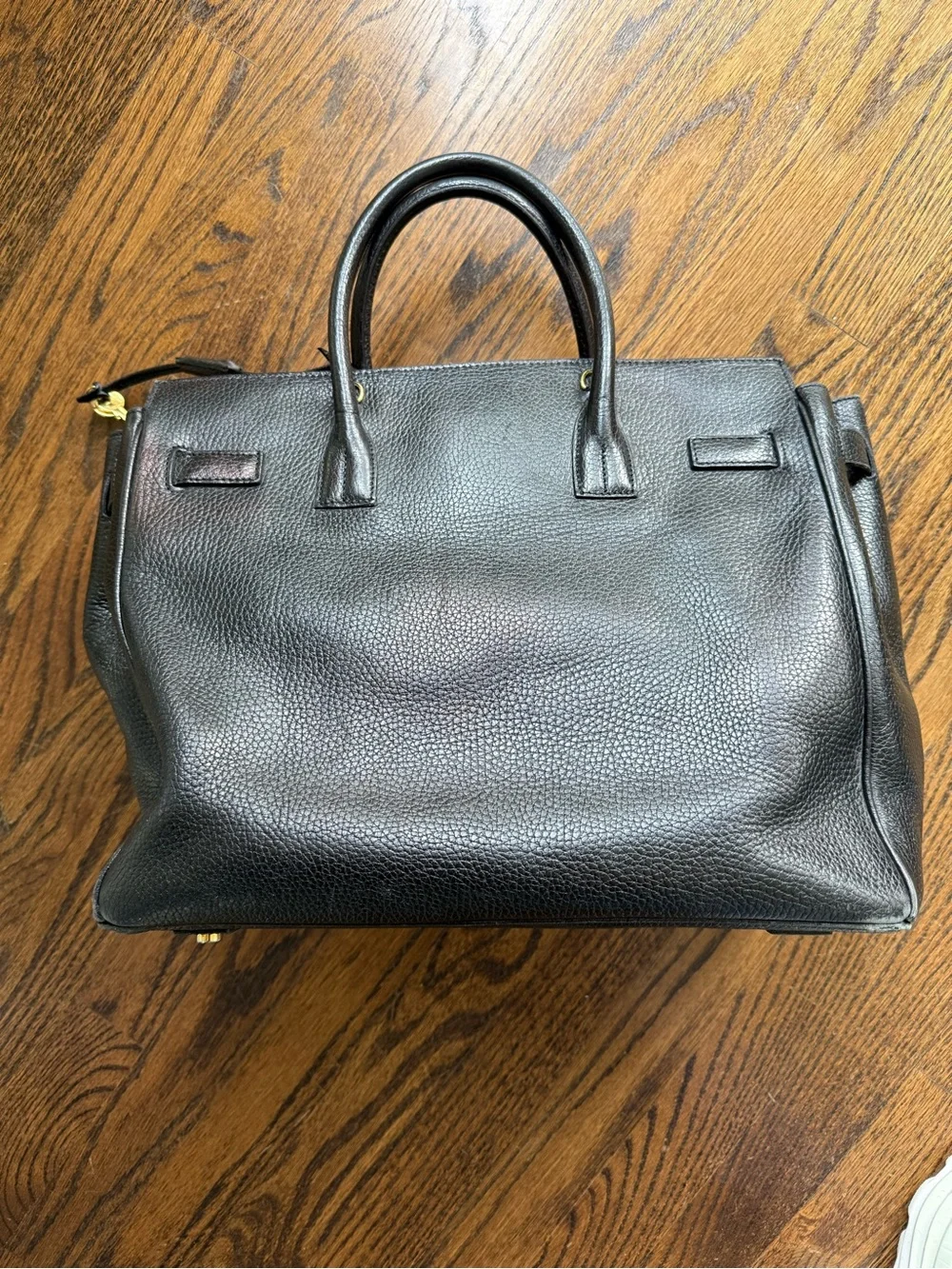Reina Italian leather vintage Kelly style Tote Bag with Gold Hardware - Picture 2 of 14